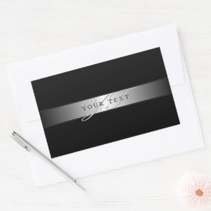 Elegant Editable Monogram Script Writing   Black Rectangular Sticker
