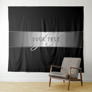 Elegant Editable Monogram Script Writing   Black Tapestry