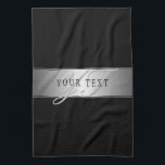 Elegant Editable Monogram Script Writing | Black Tea Towel<br><div class="desc">Fully customisable & elegant monogram design,  edit as you like.</div>