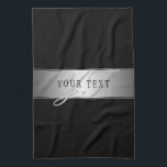 Elegant Editable Monogram Script Writing | Black Tea Towel<br><div class="desc">Fully customisable & elegant monogram design,  edit as you like.</div>