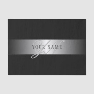Elegant Editable Monogram Script Writing   Black Tissue Paper
