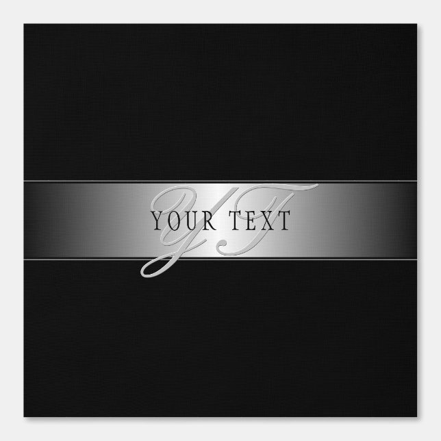 Elegant Editable Monogram Script Writing | Black Wallpaper (Front)