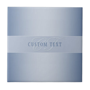Elegant Editable Monogram Script Writing   Blue Ceramic Tile