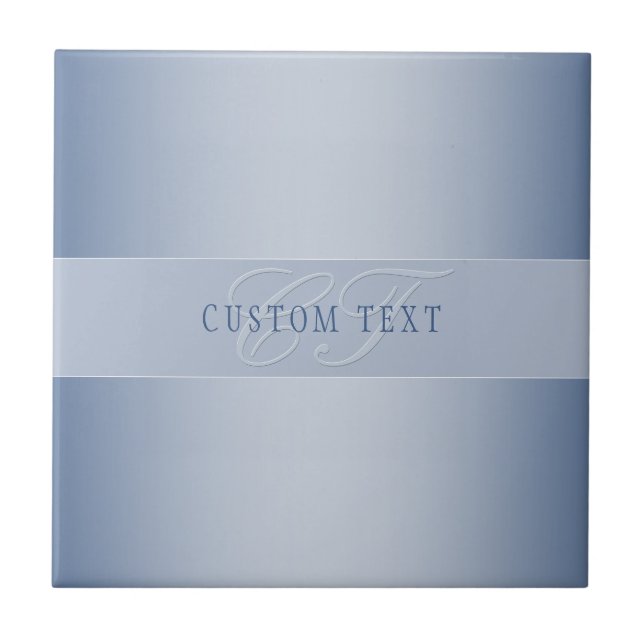 Elegant Editable Monogram Script Writing | Blue Ceramic Tile (Front)