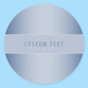 Elegant Editable Monogram Script Writing   Blue Classic Round Sticker