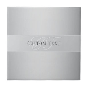 Elegant Editable Monogram Script Writing Grey Ceramic Tile