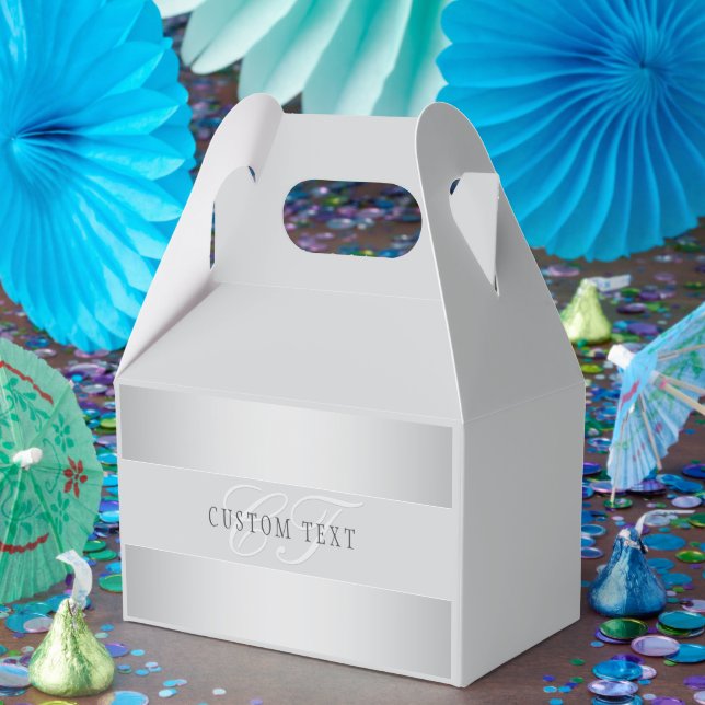 Elegant Editable Monogram Script Writing | Grey Favour Box (Party)