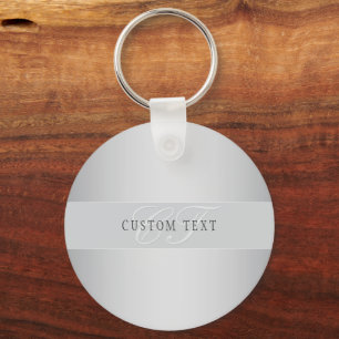Elegant Editable Monogram Script Writing   Grey Key Ring