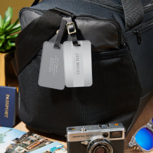 Elegant Editable Monogram Script Writing Grey Luggage Tag