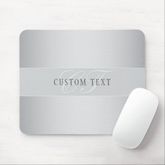 Elegant Editable Monogram Script Writing | Grey Mouse Pad