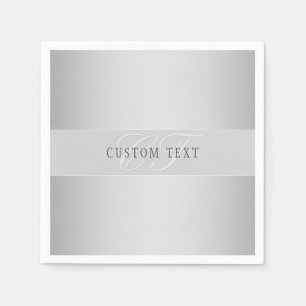 Elegant Editable Monogram Script Writing Grey Napkin