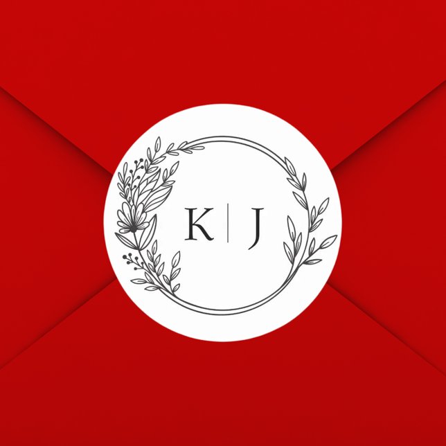 Elegant Editable Monogram Wedding Classic Round Sticker (Creator Uploaded)
