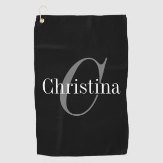 Elegant Editable Name and Initial Golf Towel