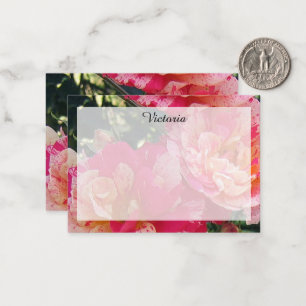 Elegant Editable Pink White Striped Roses Floral Card