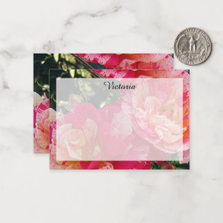 Elegant Editable Pink White Striped Roses Floral Card