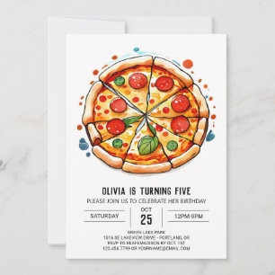 Elegant Editable Pizza Birthday Invitation