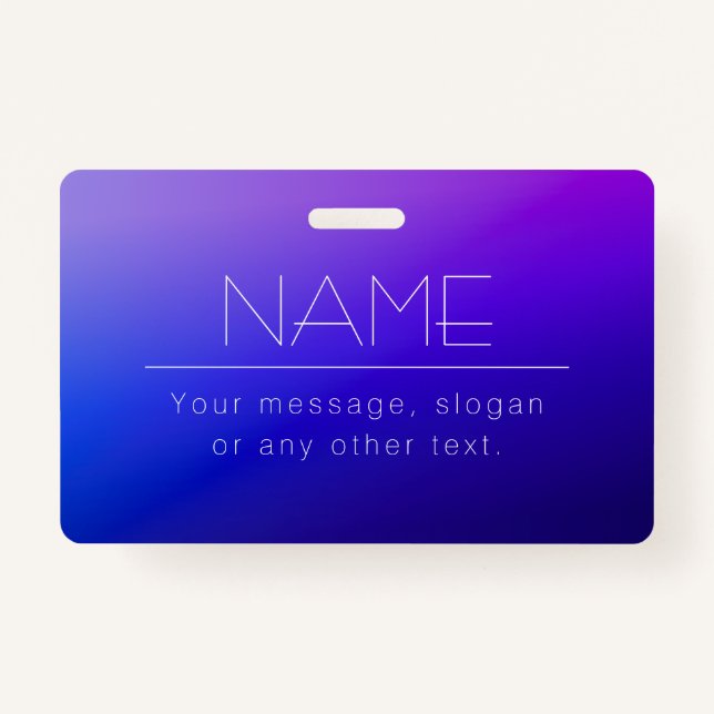 Elegant Editable Text & Modern Fading Purple Colou ID Badge (Front)