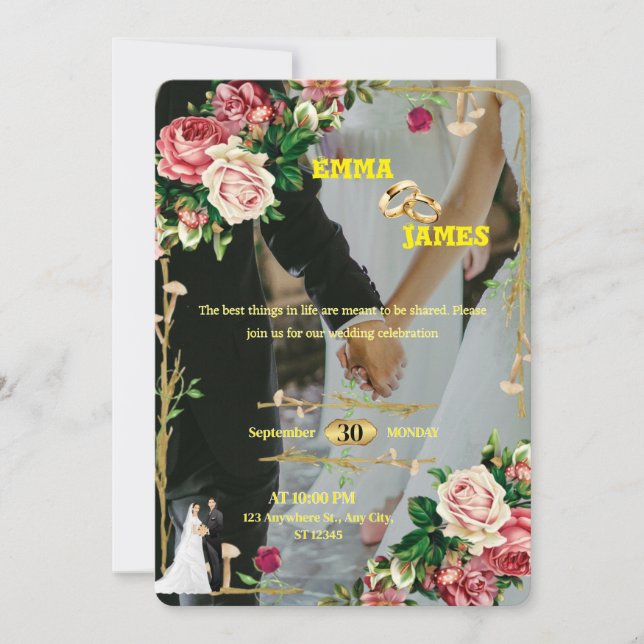 Elegant Editable Wedding Invite Card (Front)