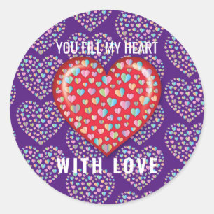 Elegant Editibale Simple Heart Design Classic Round Sticker