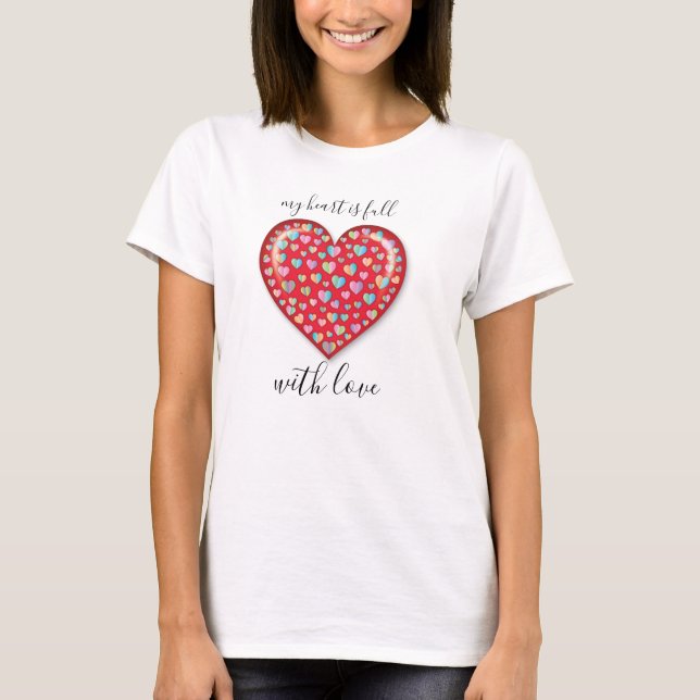 Elegant Editibale Simple Heart Design T-Shirt (Front)