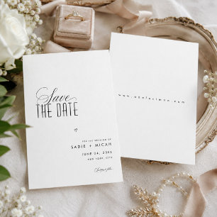 Elegant Editorial Black & White Save The Date Card