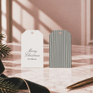 Elegant Editorial Green & Cream Merry Christmas Gift Tags