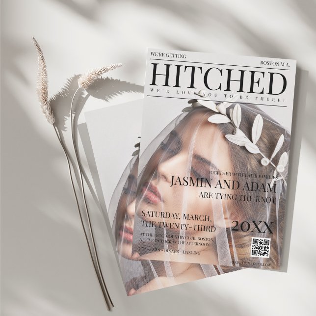 Elegant Editorial Magazine Style Wedding Invitation (Unique Magazine Style Editorial Photo Wedding Invitation)