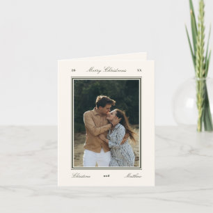 Elegant Editorial Merry Christmas Couples Photo Holiday Card