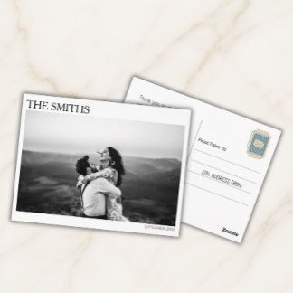 Elegant Editorial Wedding Photo Thank You Postcard