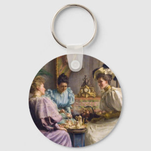 Elegant Edwardian Afternoon Tea Gathering  Key Ring