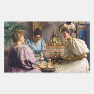 Elegant Edwardian Afternoon Tea Gathering Rectangular Sticker