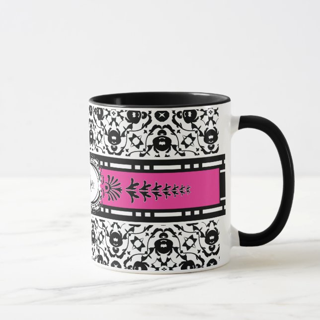 Elegant Edwardian Damask Add Your Name Mug (Right)