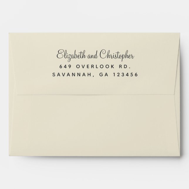 Elegant Eggshell Return Address Chic Wedding Envelope (Back (Top Flap))