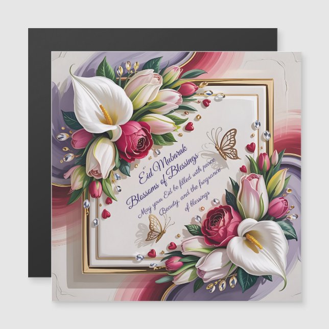 Elegant Eid Al Adha Greeting Card with White Calla (Front/Back)