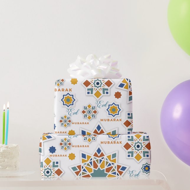 Elegant Eid Mubarak Calligraphy colourful Wrapping Paper (Party Gifts)