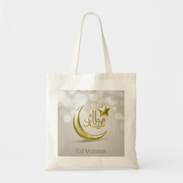 Elegant Eid Mubarak Gold Moon Star - Budget Tote (Front)