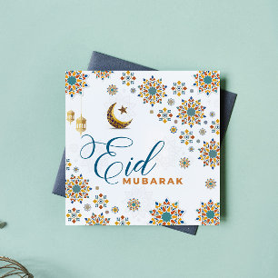 Elegant Eid Mubarak Moon Stars Holiday Card