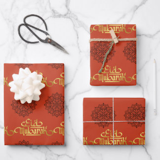 Elegant Eid Wrapping Paper  Mandala Red and Gold