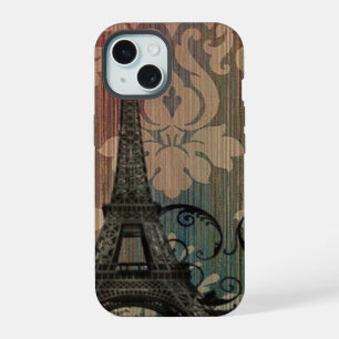 elegant eiffel tower floral vintage paris iPhone 15 case