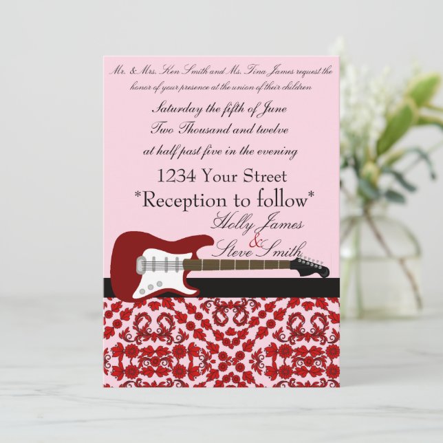 Elegant Electric Guitar Wedding Invitation (Standing Front)