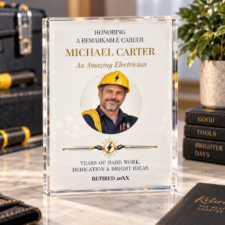 Elegant Electrician Retirement Career Keepsake Photo Block
