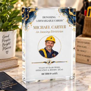 Elegant Electrician Retirement Career Keepsake Photo Block