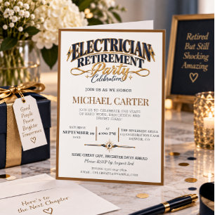 Elegant Electrician Retirement Party Celebration Invitation