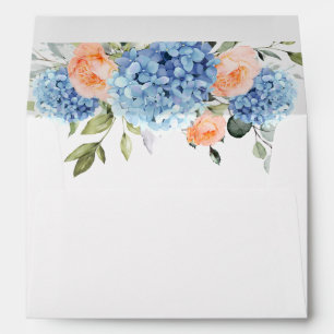 Elegant Elegant Blue Hydrangea Blush Pink Roses Envelope