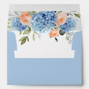 Elegant Elegant Blue Hydrangea Blush Pink Roses Envelope
