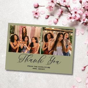 Elegant Elegant Olive Photo Bridal Thank You Card