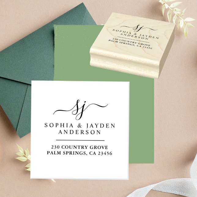 Elegant elegant wedding monogram  rubber stamp (Creator Uploaded)