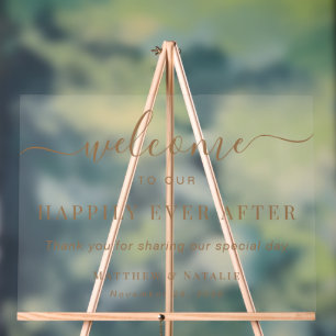 Elegant Elegant Wedding Welcome Happily Ever After Acrylic Sign