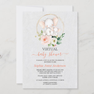 Elegant Elephant Virtual Baby Shower By Mail Invitation