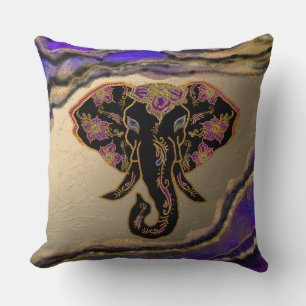 Elegant Elephant with Geode Background Cushion